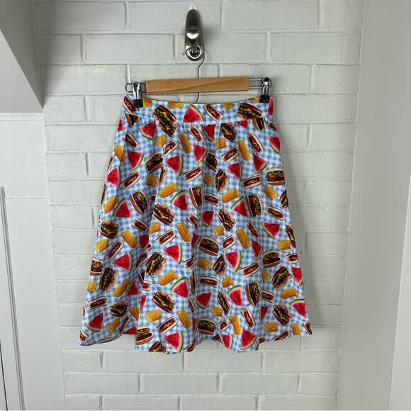Retrolicious Picnic Summer Barbecue Retro Mod Printed Skirt Size S - Picture 10 of 12